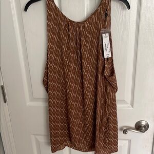 Brown Patterned Sleeveless Top